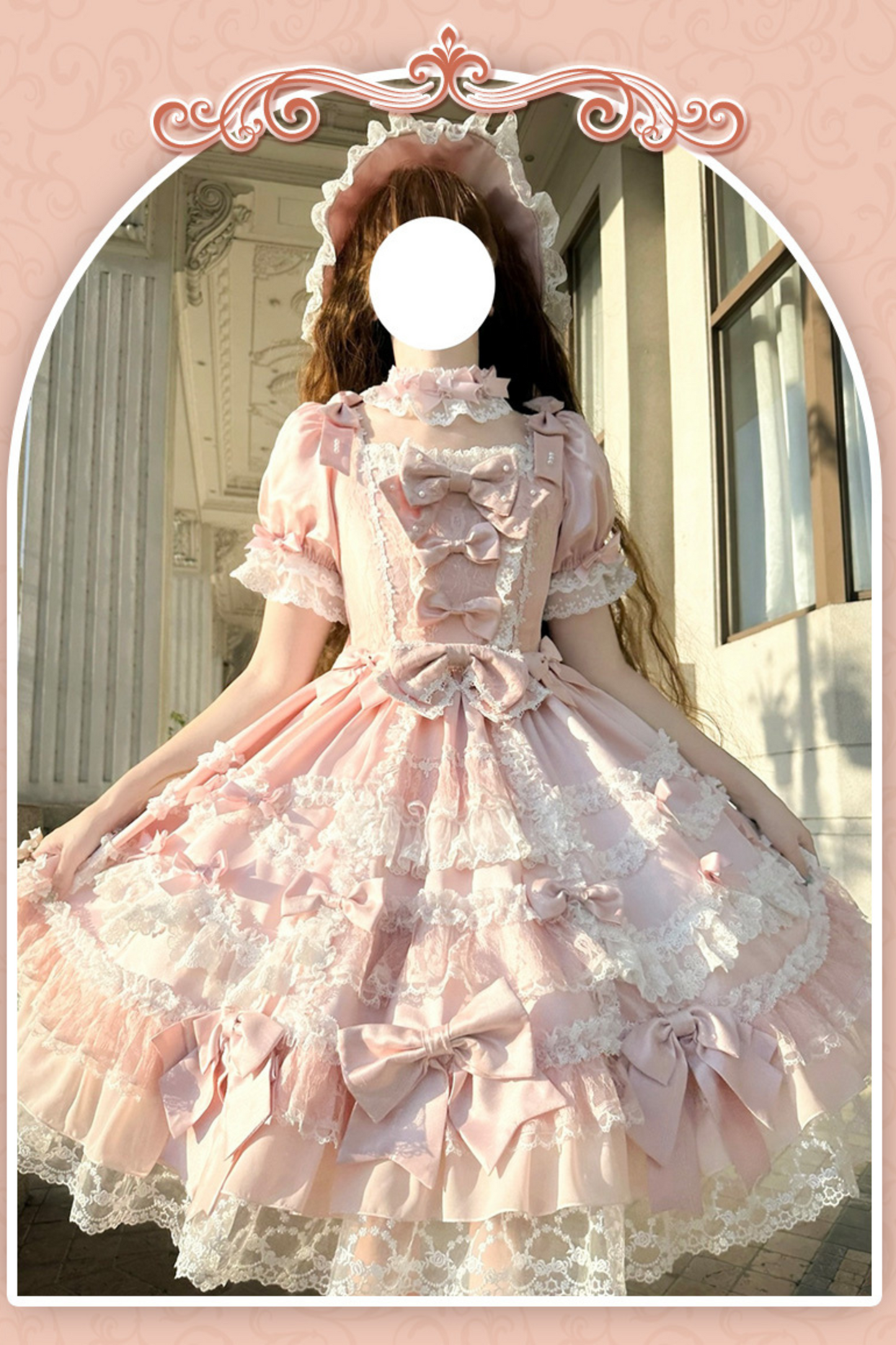 サークルクリームドールダブルパレスゴージャスドレス+ハット+チョーカー