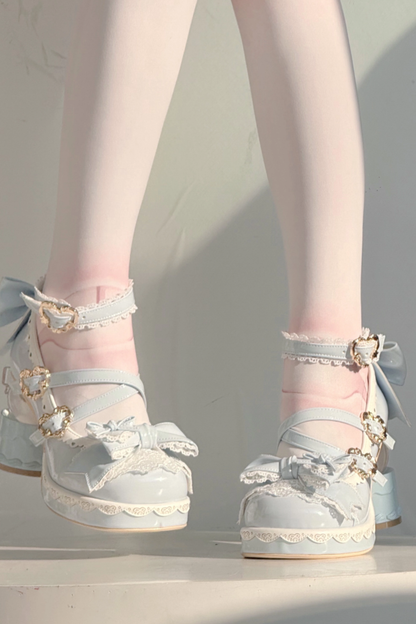 リボンレースロリータクリスタルヒール