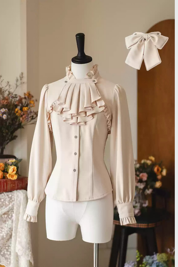 [Pre-order] Classical Elegant Ruffled Shirt Stripe Suit Set