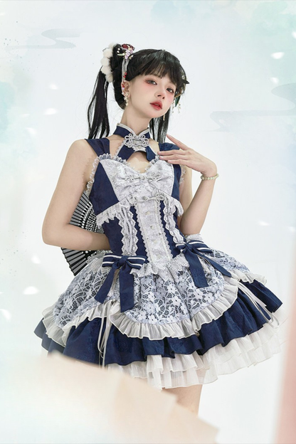 Chinese Sweet Jumper Skirt + Shawl