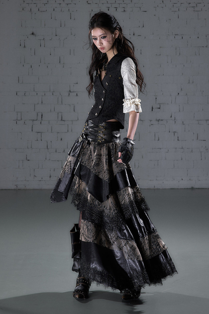 Mittelalterliches Spitzen-Patchwork-Rock