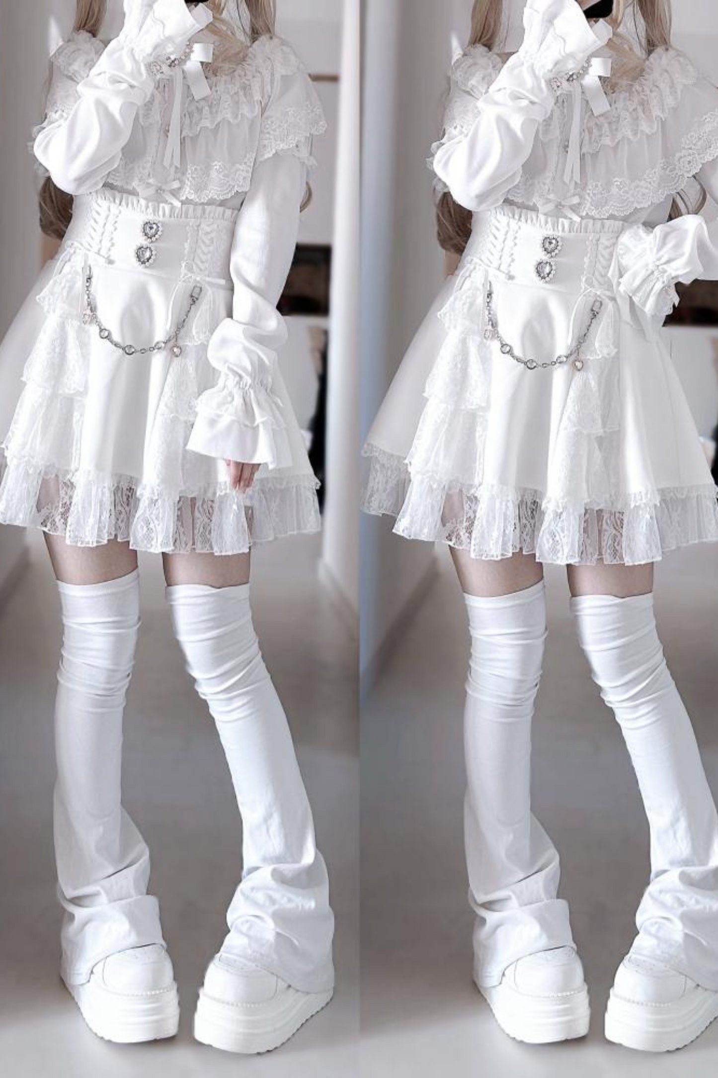 Mine lace cape shirt + sleeves + brooch