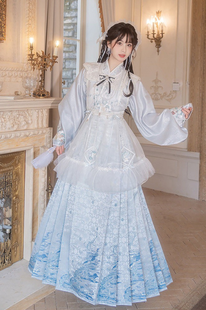 아이스 차이나 셔츠 + 스커트 + 원피스 + 목걸이