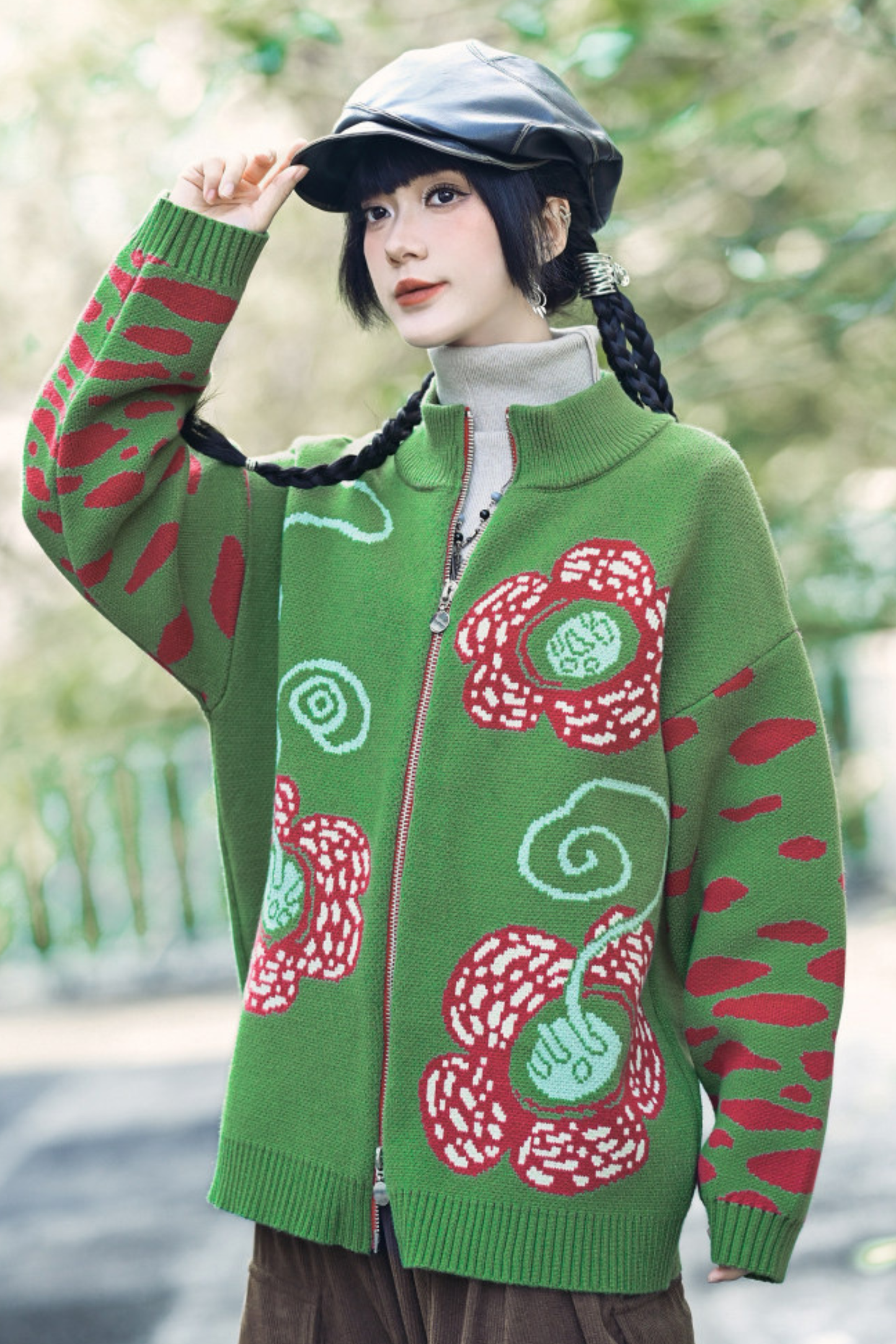 Rafflesia Flower Pop Zip Cardigan