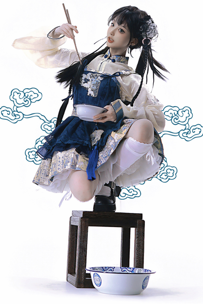 China Suspender Skirt + Shirt + Accessories