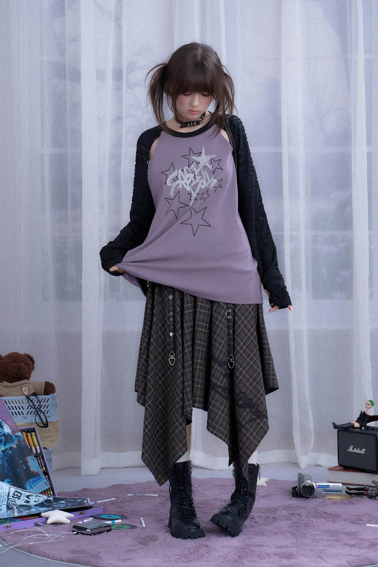 Night Star Raglan Sleeve Loose Top