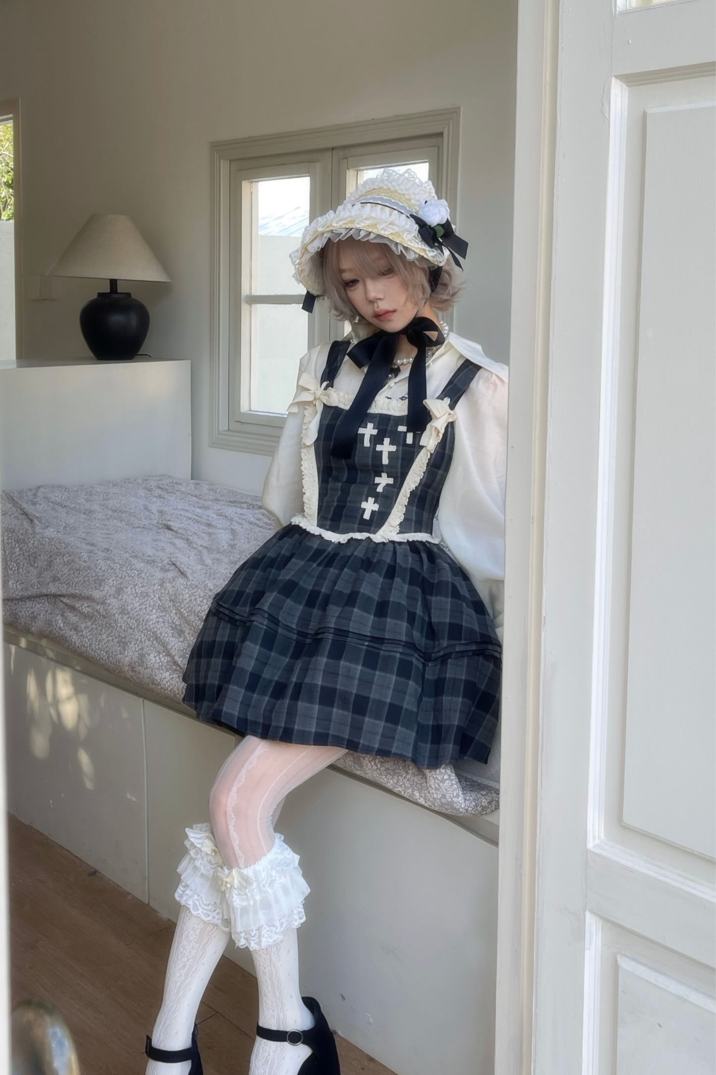 Doll Check Suspender Dress