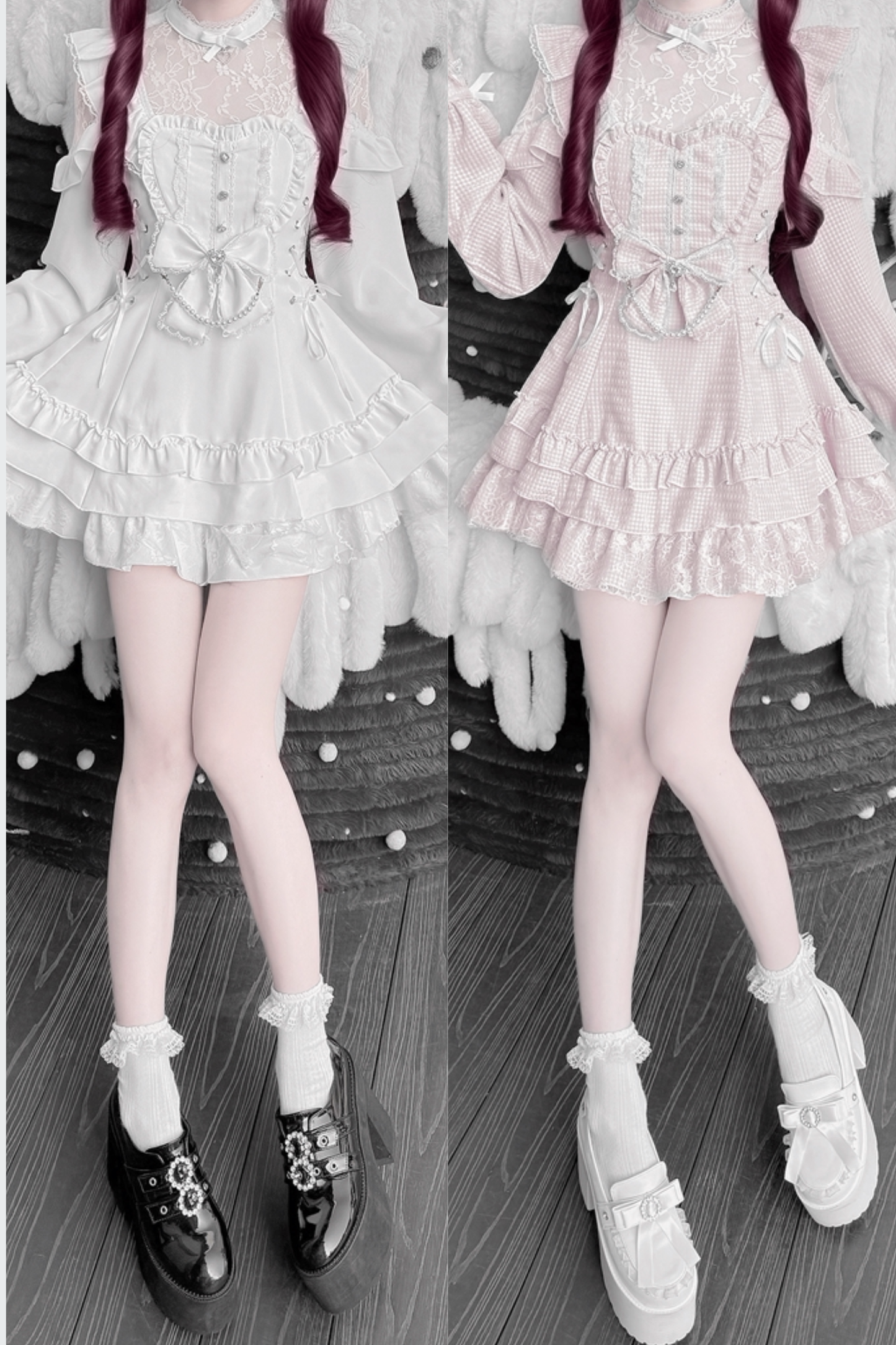 [Pre-order Deadline: April 22] Sweet and Gothic Floral Lace Ruffle Ribbon Dress Suit Full Set