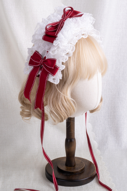 レースステッチロリータヘアバンド+ハットクリップ