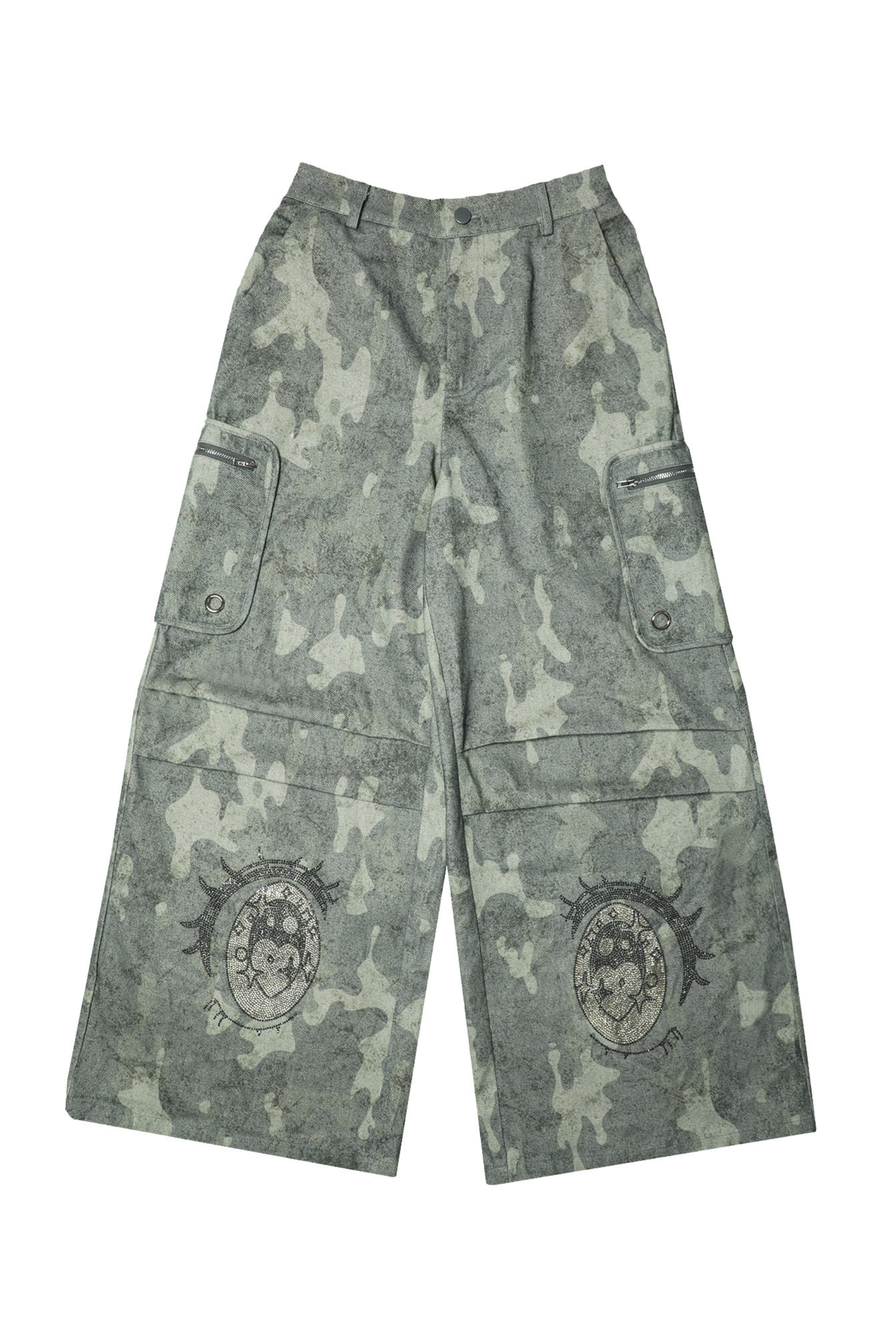 ラインストーンカモフラージュパンツ