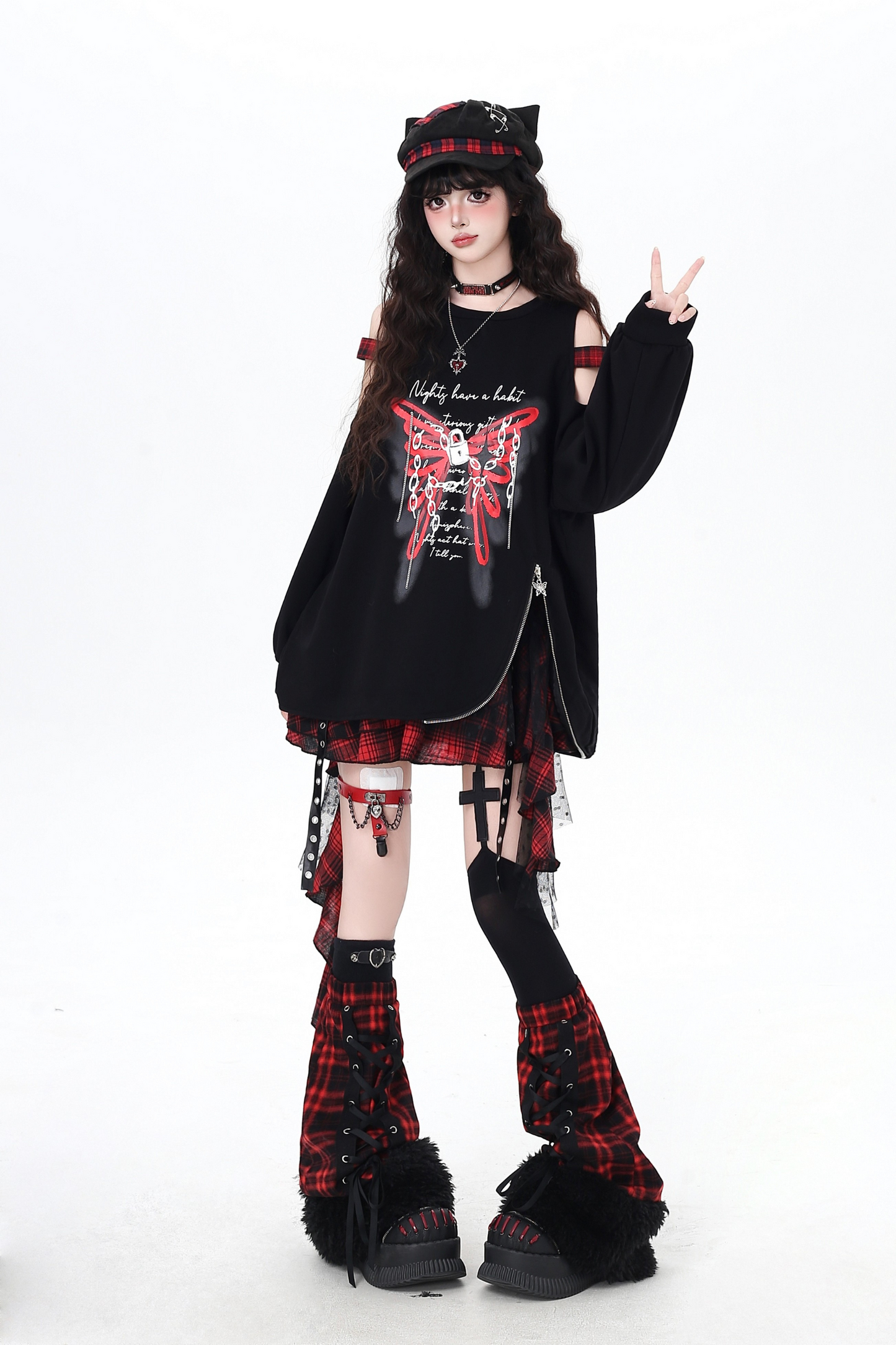 Butterfly Off-the-shoulder Design Loose Top