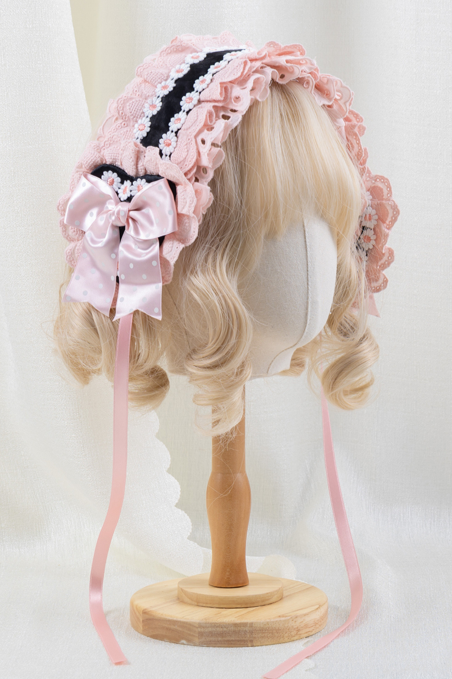 フリルリボンボンネット+ヘアバンド