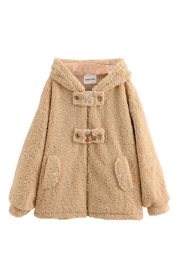 ベアバックルフードファーコート