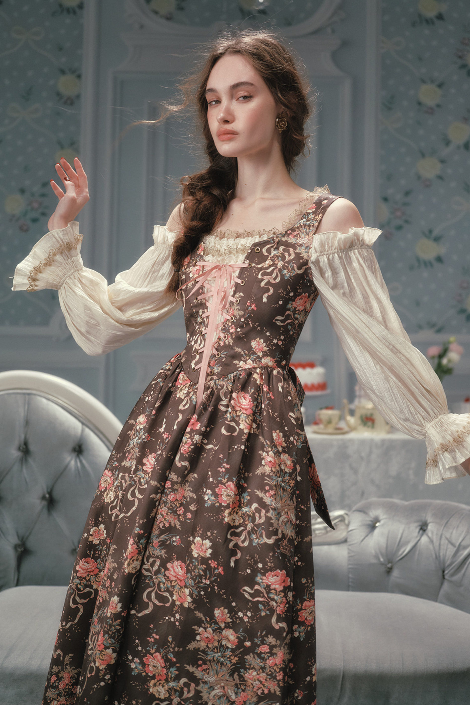 French Vintage Floral Art Dress – Belchic