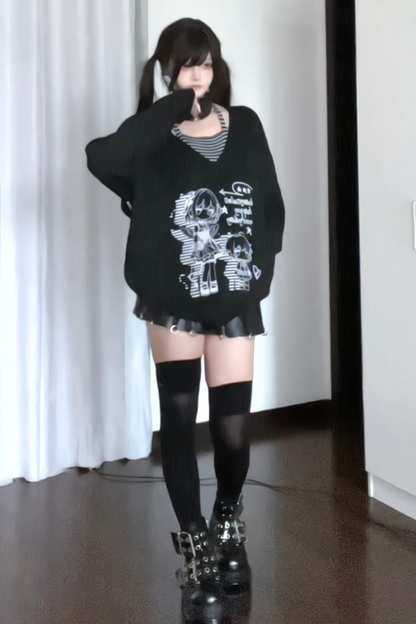 Splicing Dark Loose Tops