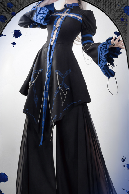 Split Cross Gothic Dark Nun Dress Setup