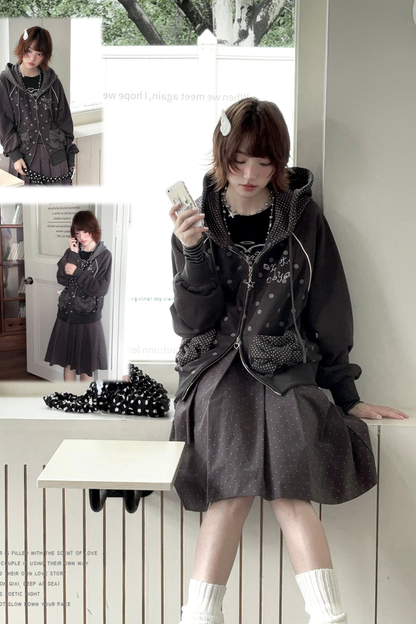 Y2K Dot Design Hoodie