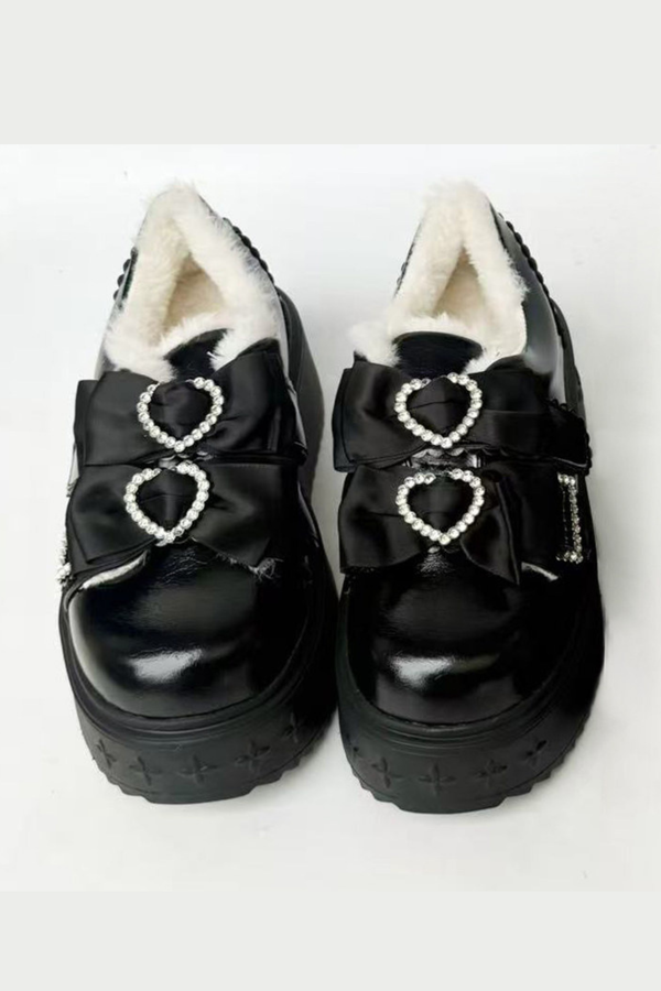 リボンハートプラットフォームシューズ