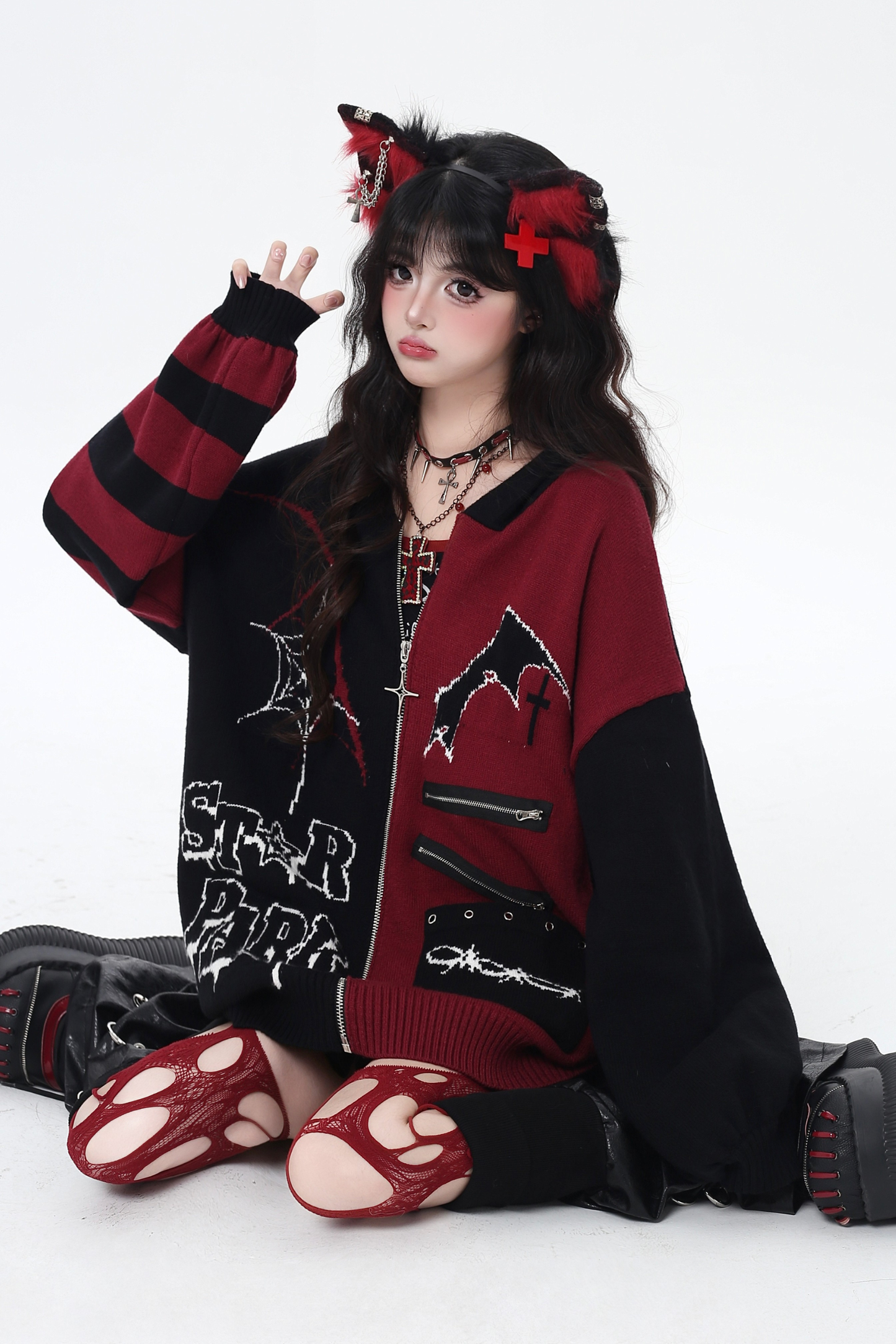 Gothic Asymmetrical Design Knit Cardigan