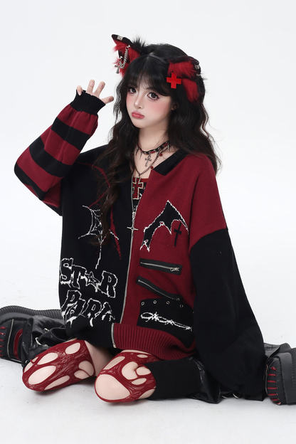 Gothic Asymmetrical Design Knit Cardigan