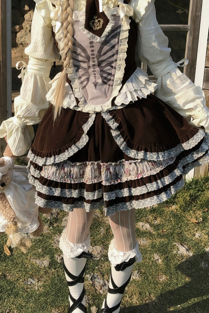 ヴェルベットフローラルレーススカート