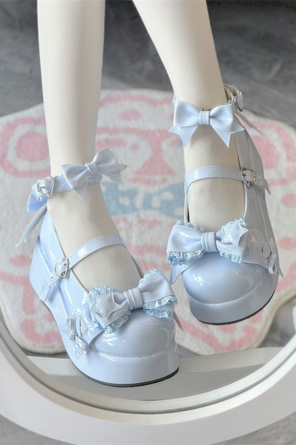 Cookie Lolita Ruffle Ribbon Shoes