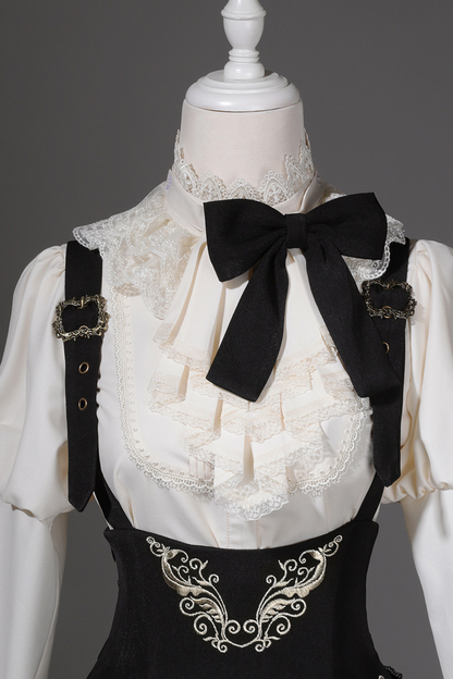 【予約商品】ゴシックダークサスペンダーロングドレス+シャツ+ジャケット