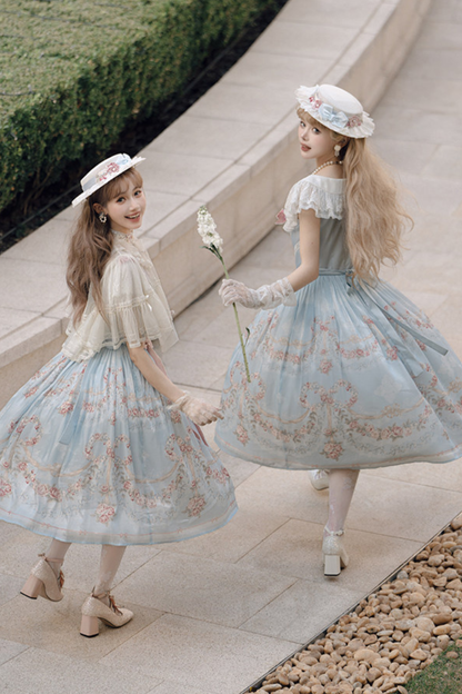 Vilandry Garden Off-Shoulder Dress + Jumper Skirt + Cape