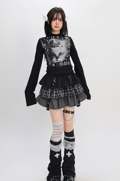 Y2Kタートルネックキャットトップス