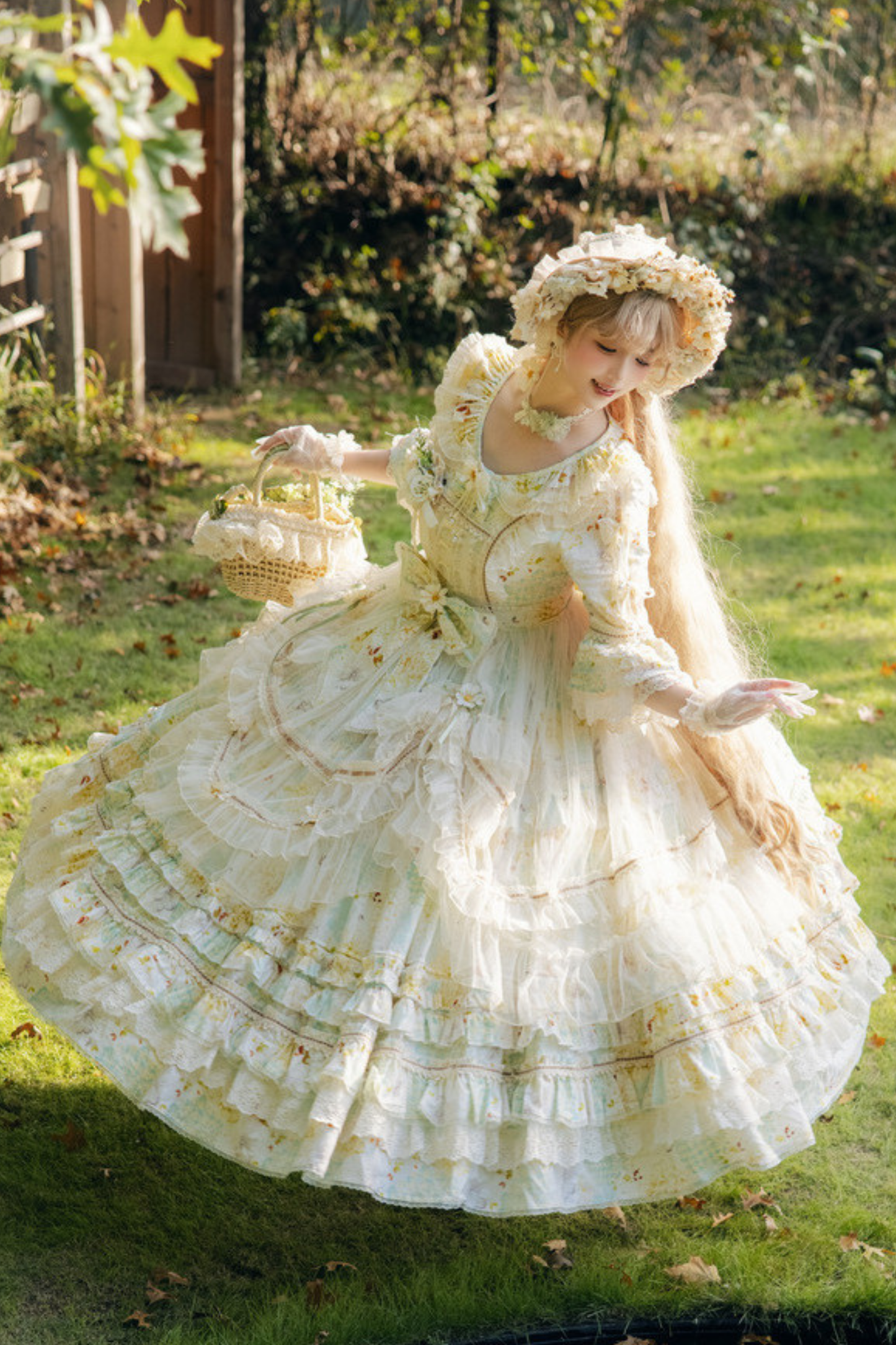 デイジーウェディングロリータハット+グローブ+バッグ+ネックレス