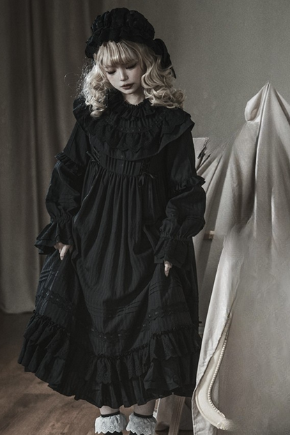 Classic Dark Gothic Style Doll Dress + Baby Hat