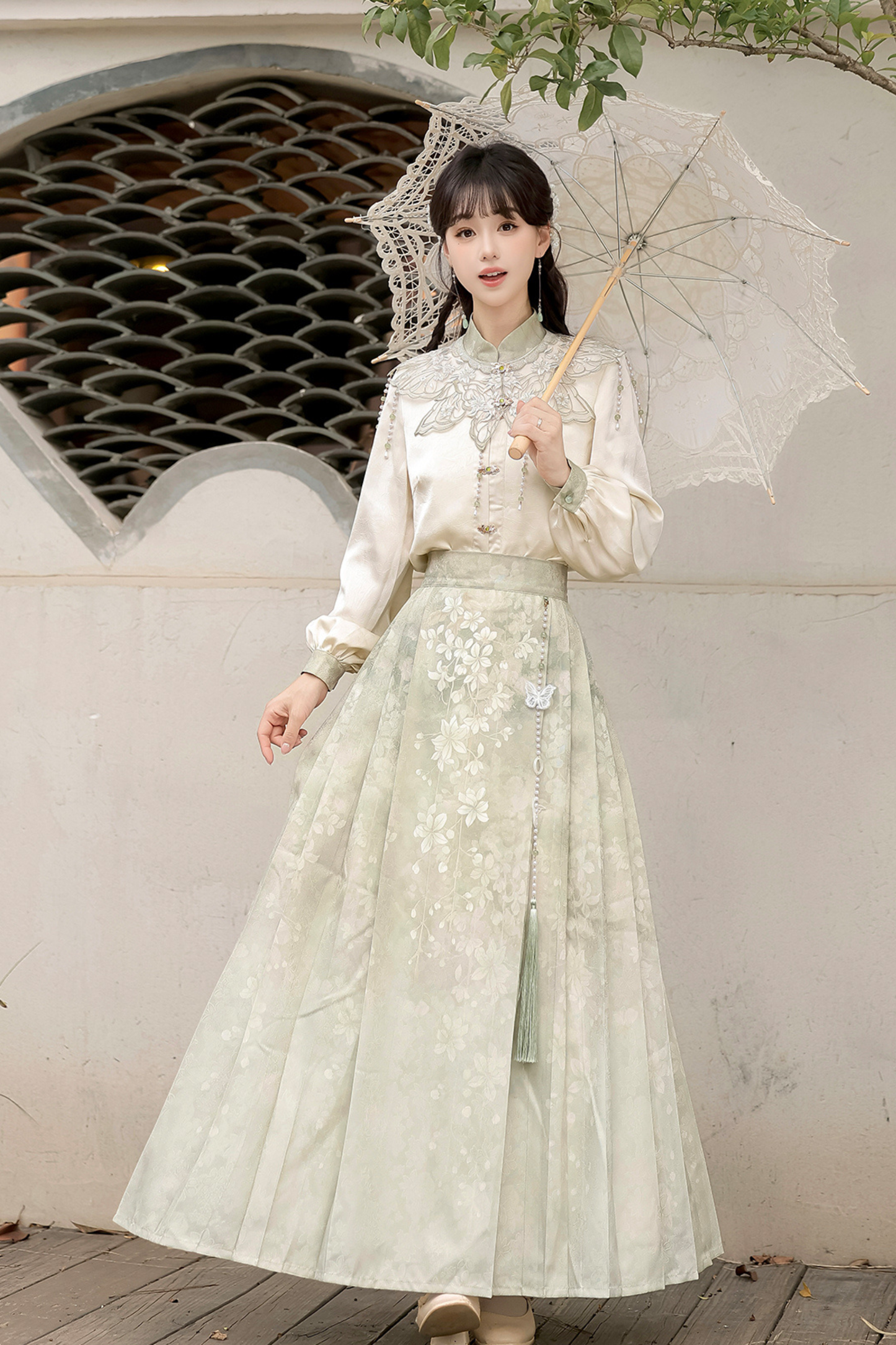 Jasmine Rain Long Sleeve Shirt + Elegant Skirt