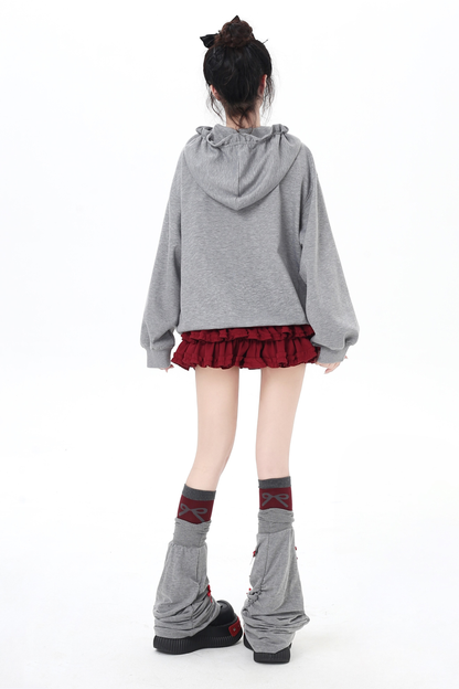 カットアウトリボンフードパーカー