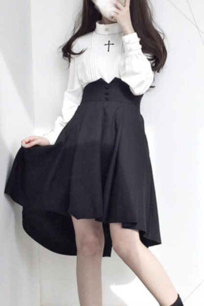 レトロダークゴシックハイウエストアシメスカート