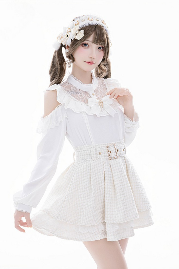 Layered Skirt with Fragrance Sugar Pearl Jewel Belt