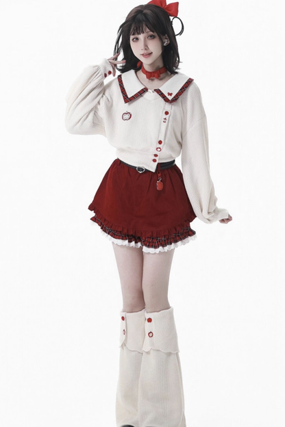 Fruit milk hooded jacket + top + pants + leg warmers