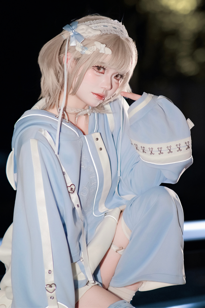 【天使界隈】サイバーテクノロジージャケット+ショートパンツ+レッグカバー