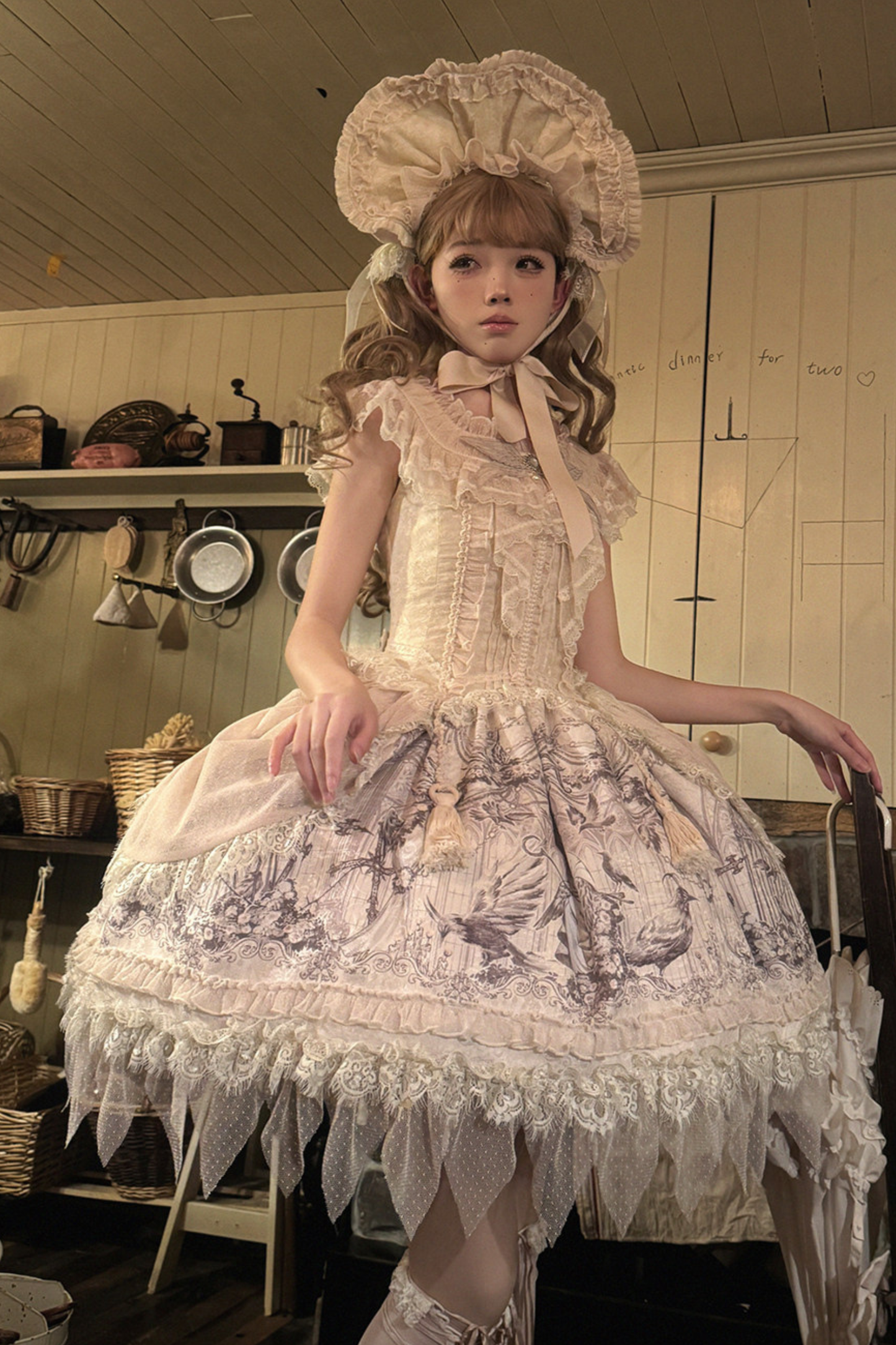 【予約商品】スイートロリータフェザードレス+ボンネット+クリップ