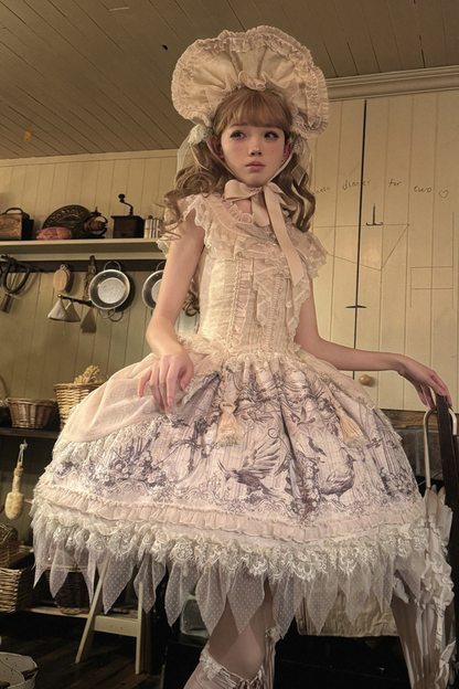 【予約商品】スイートロリータフェザードレス+ボンネット+クリップ