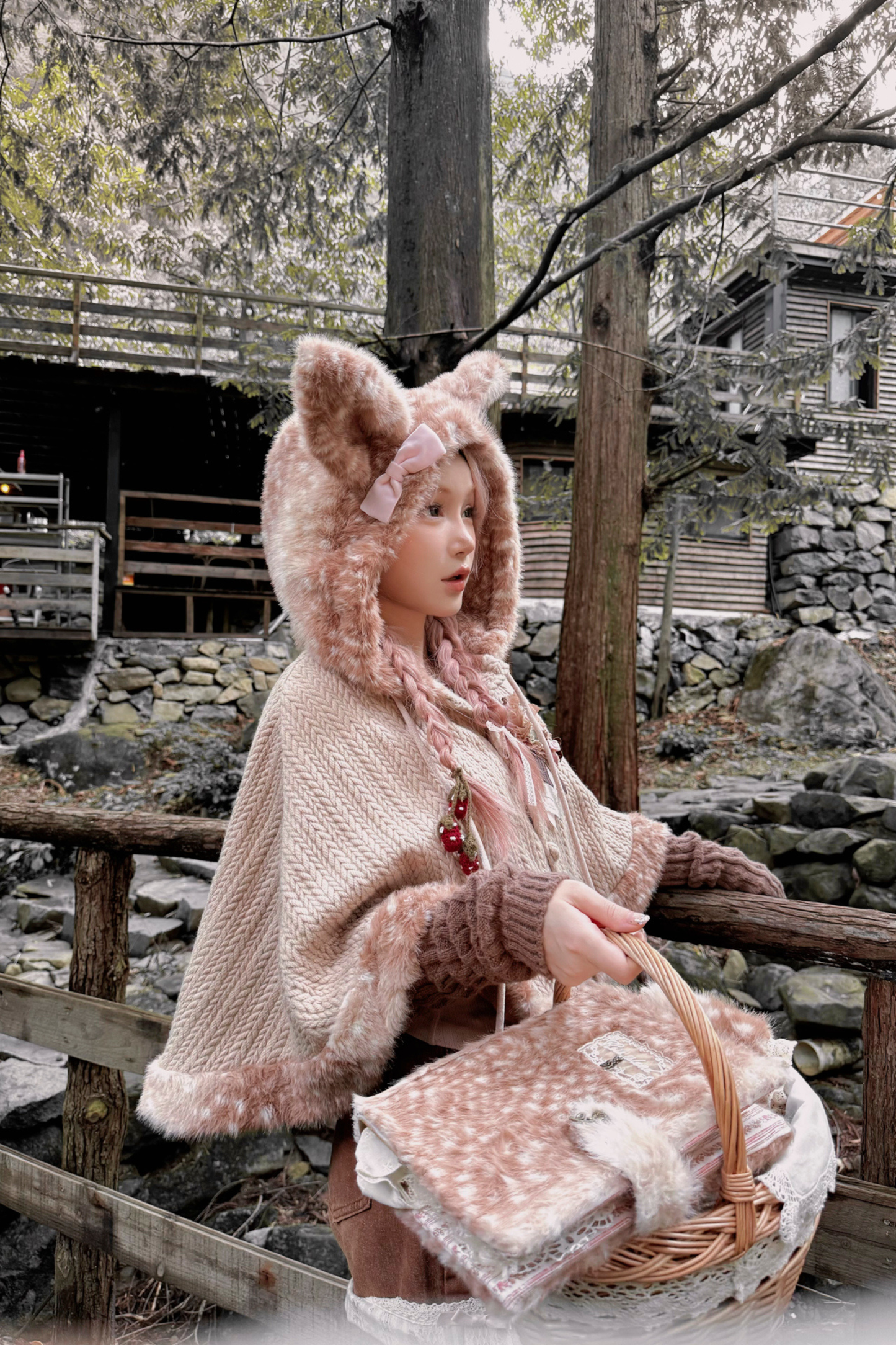 ニットフリースフォレストケープ