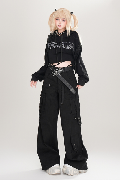 ロックキャットイヤーフーデッドトップス