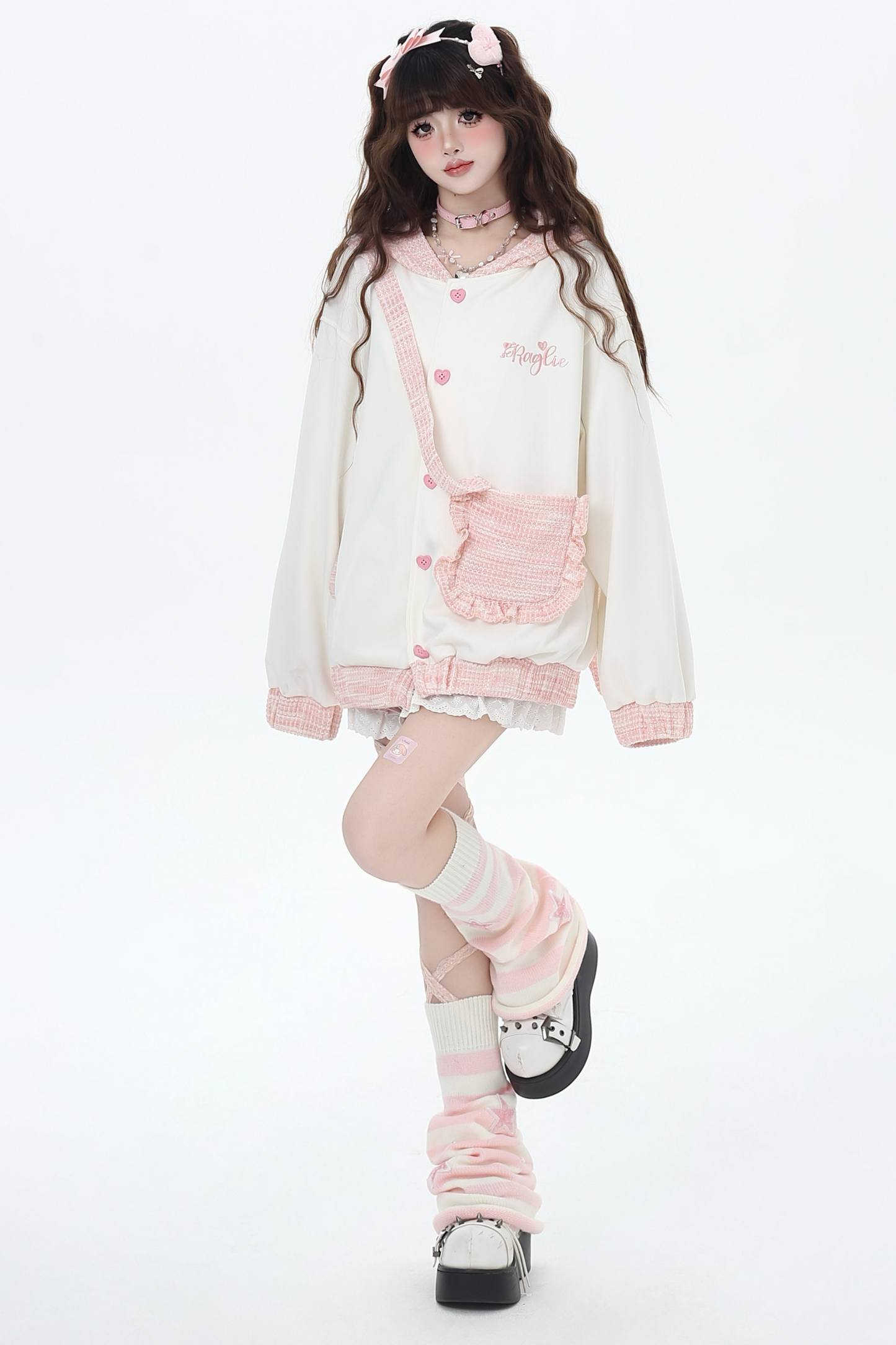 Sweet Milky Bunny Ear Hooded Jacket