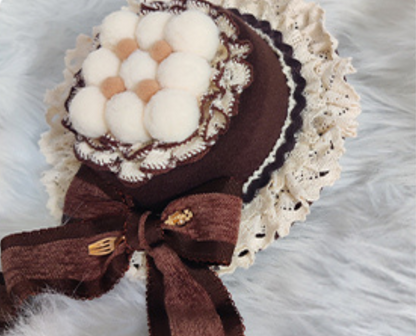 Hazelnut Chocolate Faux Two-piece Dress + Cake Hat