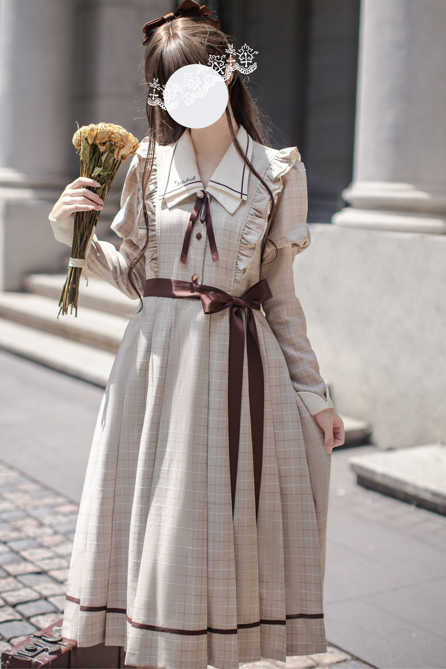 プレッピースタイルレトロエレガントワンピース