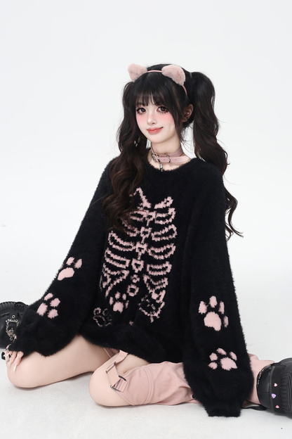 Dark Sweet Cat Design Loose Knit