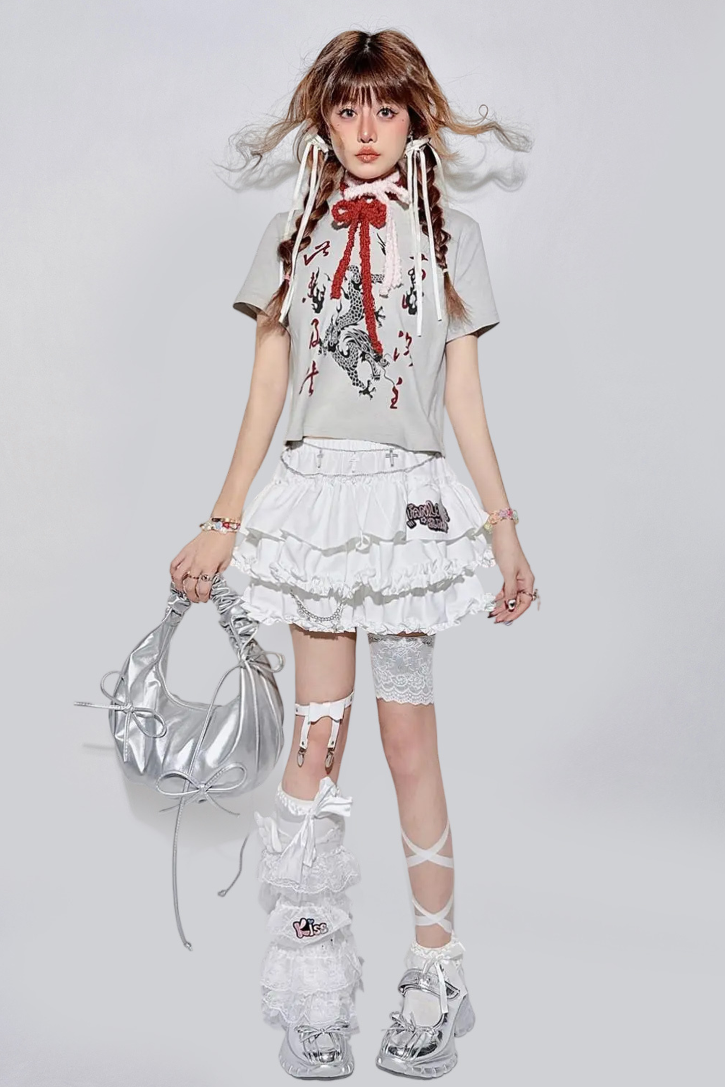 フリルケーキスカート+ウエストチェーン+ソックスカバー