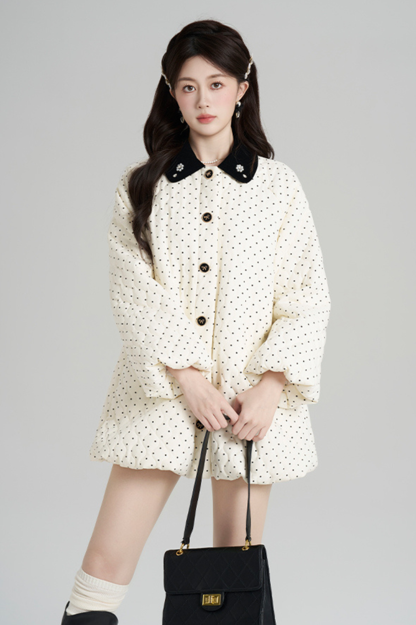 スイートポルカドットフレンチコート