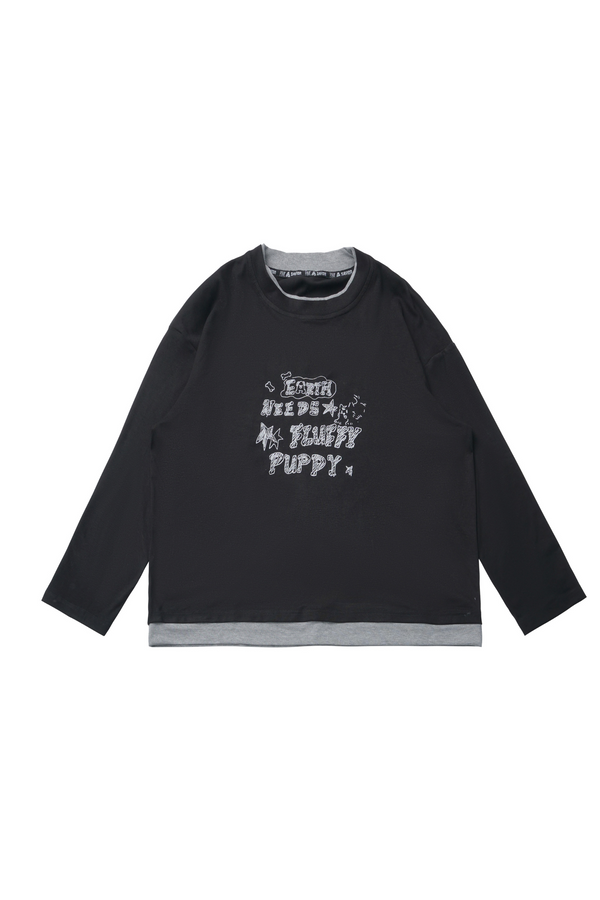 バイカラーパッチワークトップス