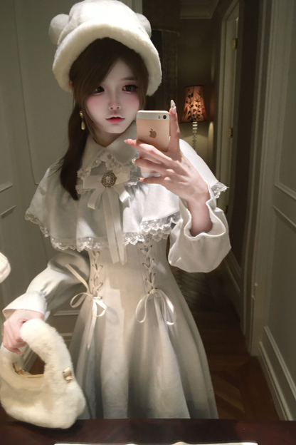 Lace-up Elegant Cape Dress