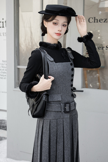 エレガントデイリーベストドレス+リボンヘアアクセサリー